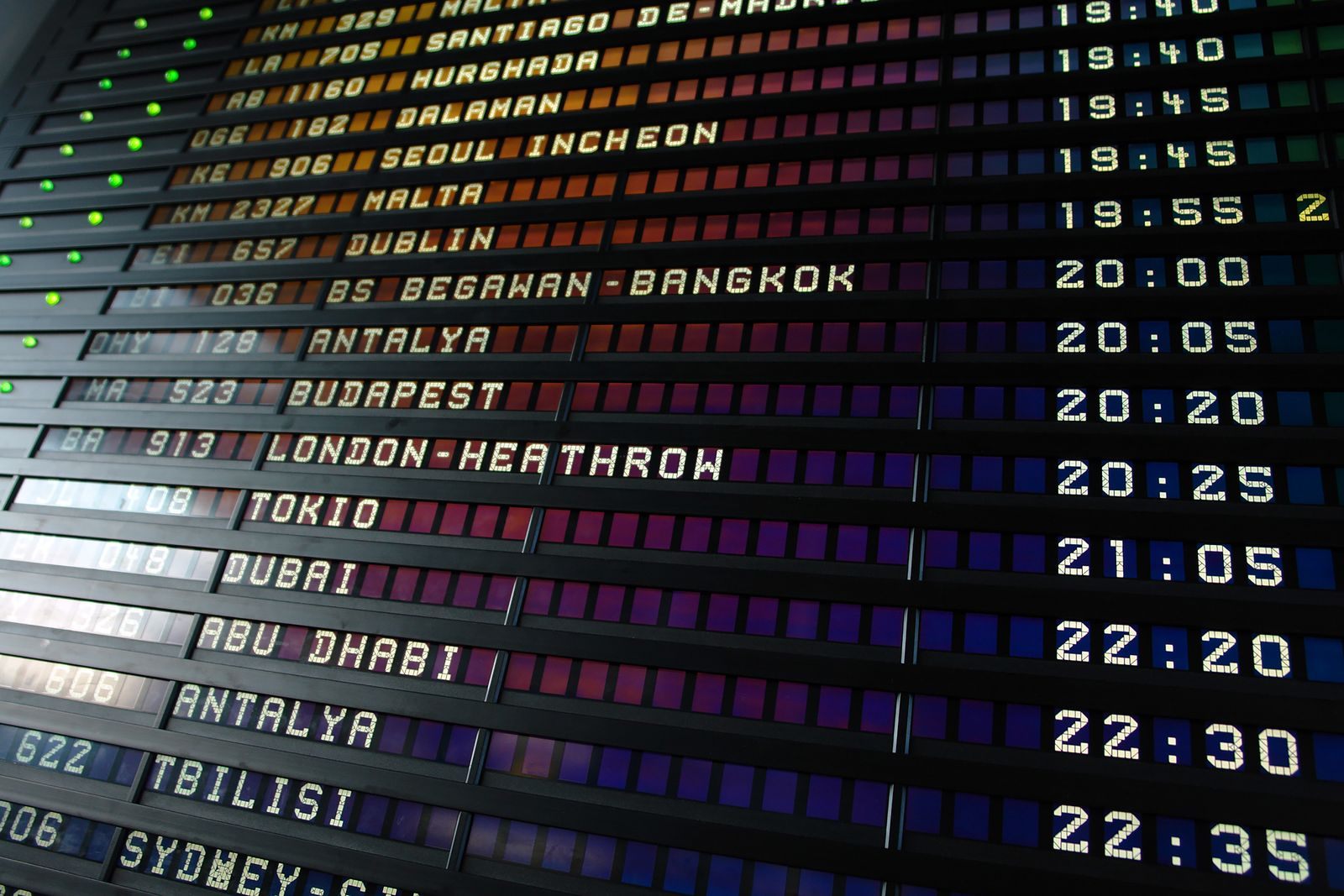 Airport departure board